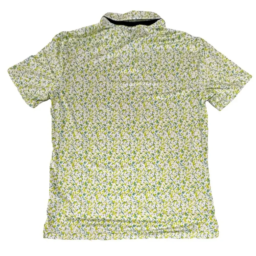Nike Shirt Mens Med Yellow Green White Dri-FIT Tour Camo Golf Performance Polo